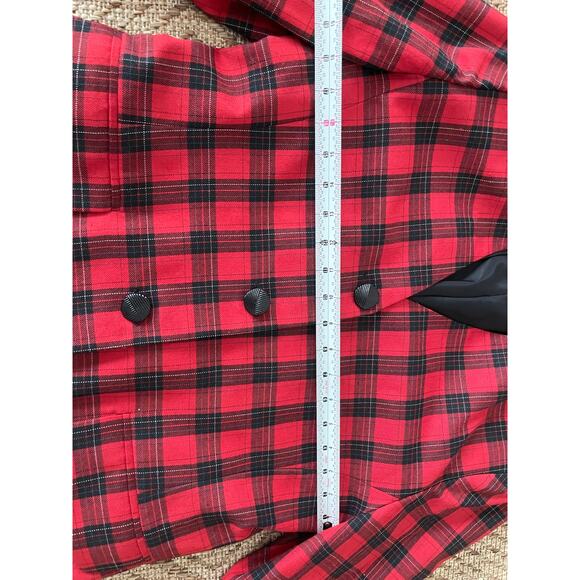 Vintage Red SWEETBRIAR tartan plaid blazer SZ 10 80s / 90s - Picture 7 of 8